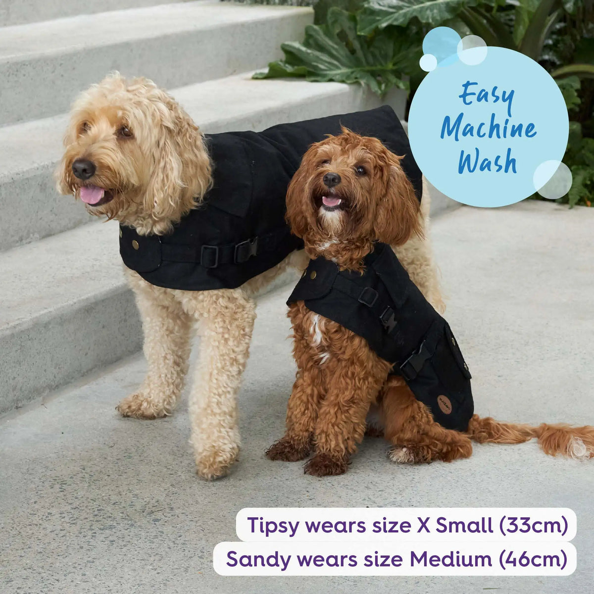 Aussie Oilskin Waterproof Dog Coat - Black